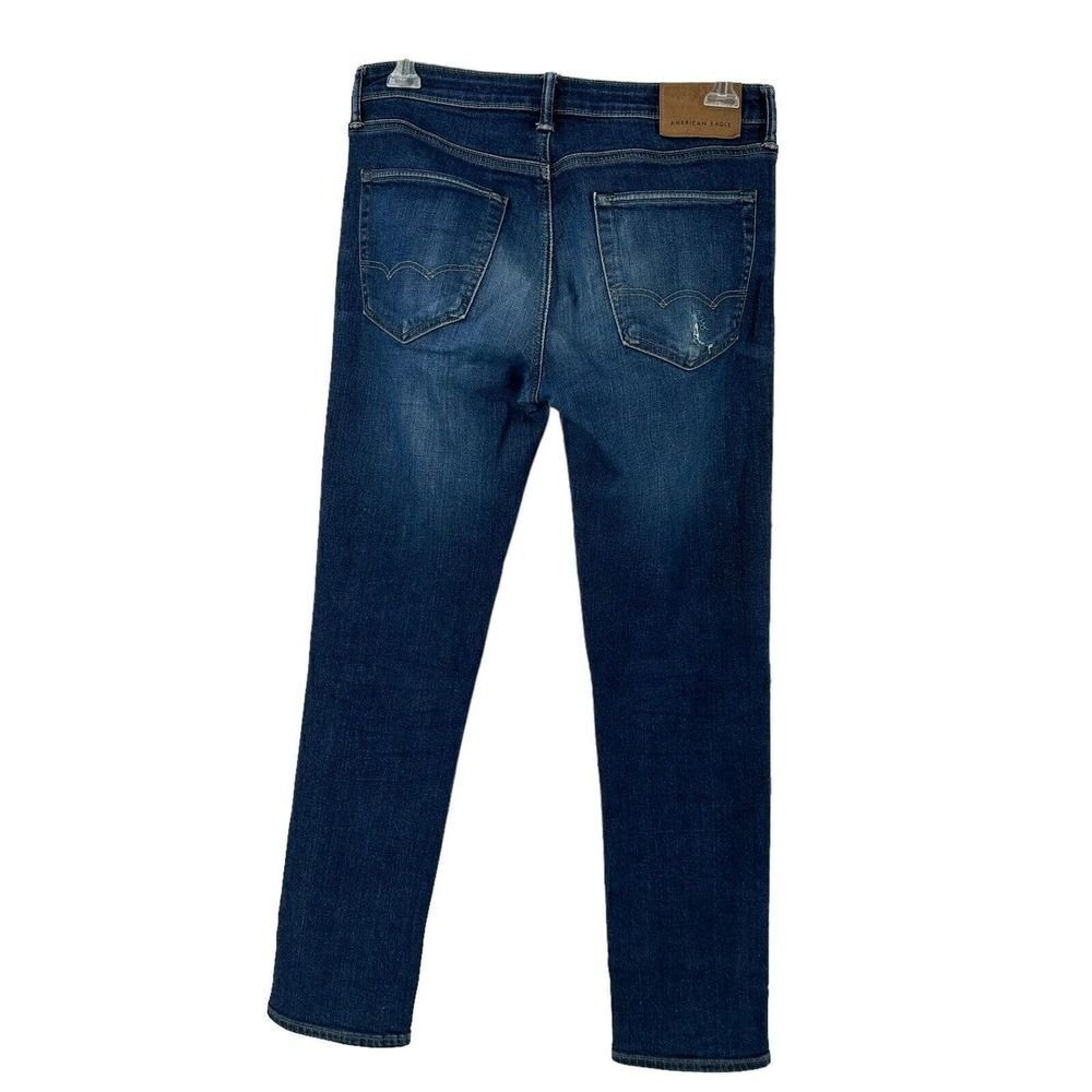 American Eagle Slim Straight Jeans Airflex Blue Denim Mens Size 31x32 Distressed
